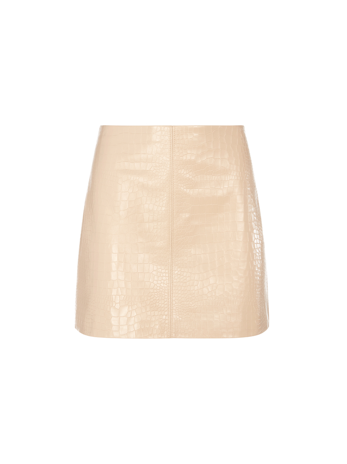 RILEY CROC LEATHER MINI SKIRT - ALMOND image 5 - ALICE + OLIVIA