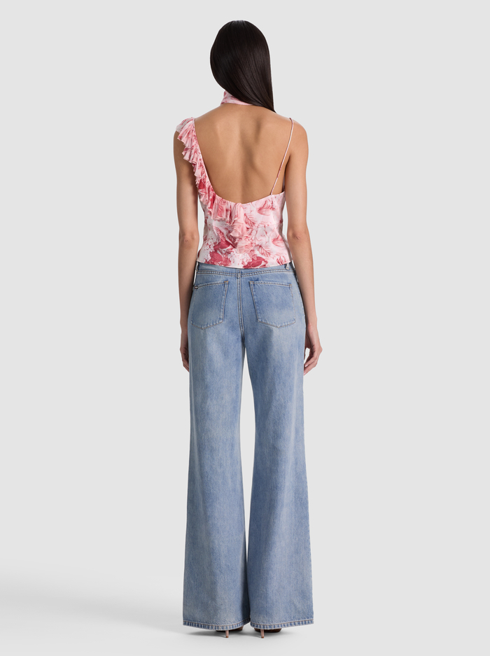 ZELDA RUFFLE TANK WITH SCARF - SEA BREEZE ENGLISH ROSE image 2 - ALICE + OLIVIA