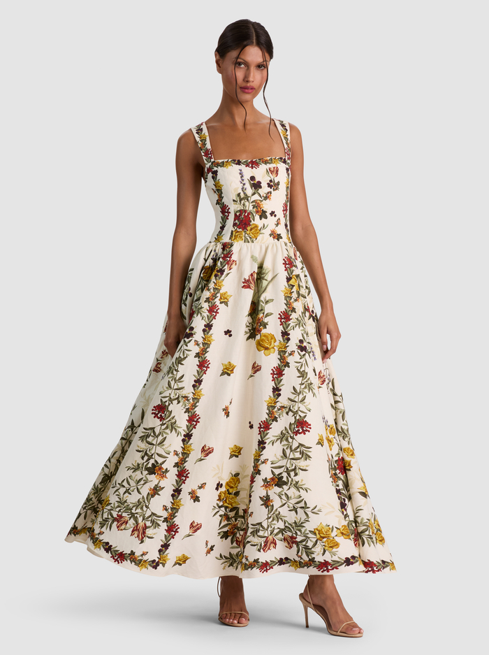 VERA MIDI DRESS - DESERT SPRIGS VANILLA image 4 - ALICE + OLIVIA