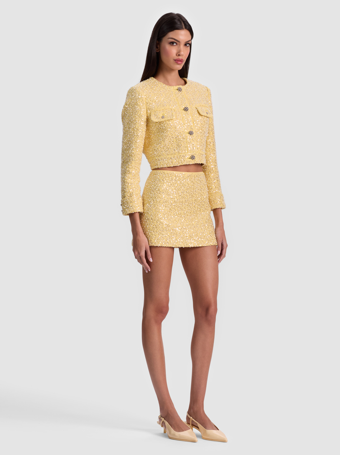 ECENIA EMBELLISHED TWEED MINI SKIRT - BUTTER image 4 - Alice And Olivia