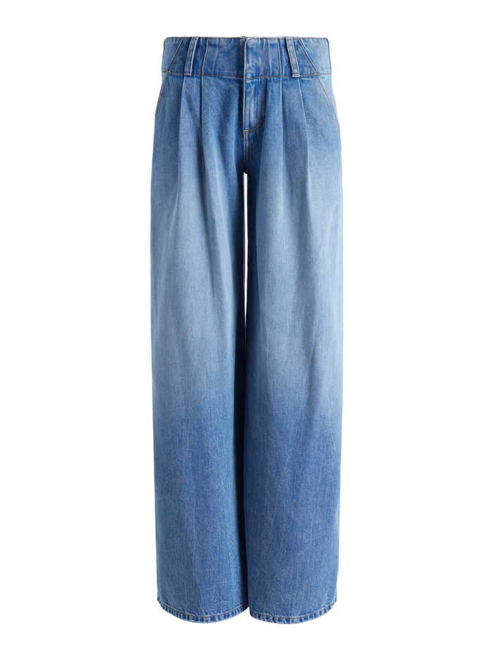 ANDERS LOW RISE PLEATED JEAN - GEORGIA VINTAGE BLUE image 5 - Alice And Olivia
