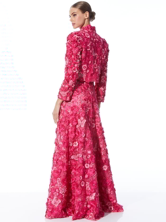 LORNA CROPPED FLORAL APPLIQUE JACKET - CANDY MULTI image 1 - Alice And Olivia