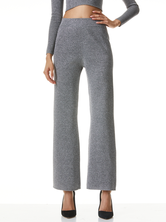 Charlize Metallic Wide Leg Pant In Silver Metallic Alice And Olivia