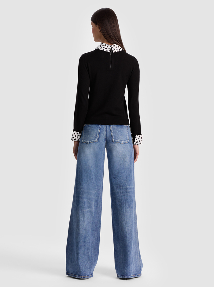 PORLA STACEFACE COLLARED SWEATER - BLACK image 2 - Alice And Olivia