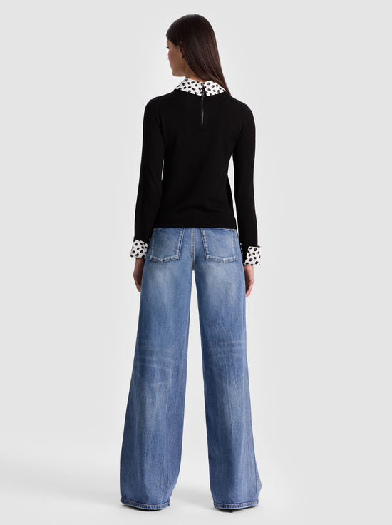 BLACK-PORLA STACEFACE COLLARED SWEATER