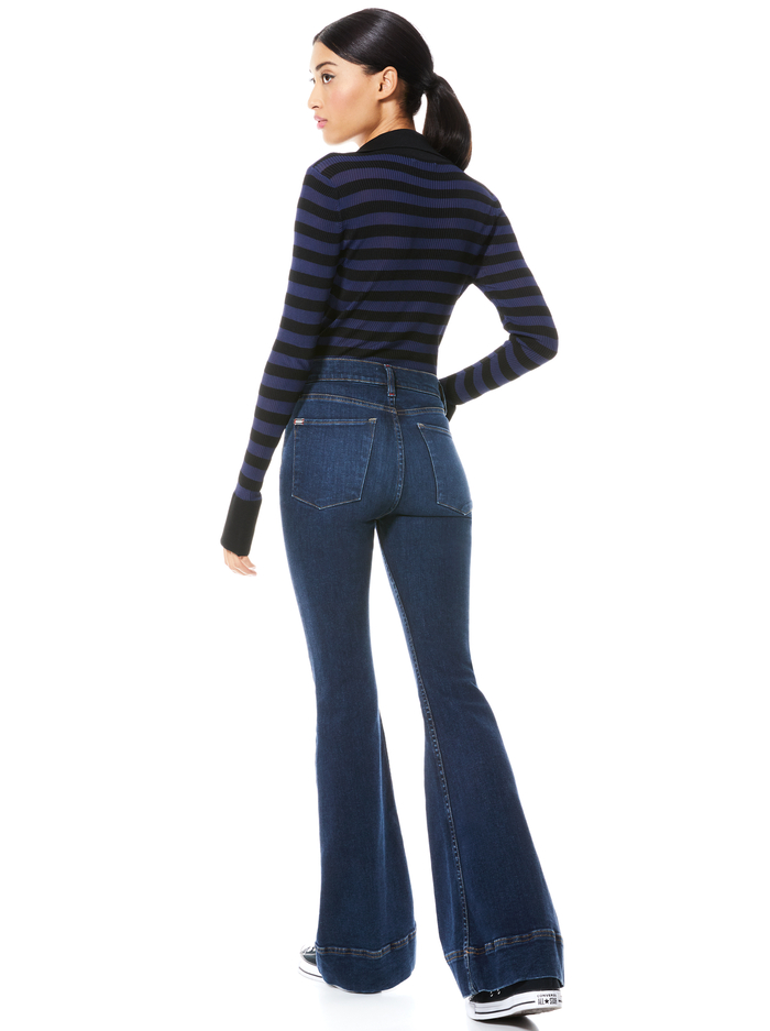 DARALEE FITTED POLO - BLACK/NAVY image 1 - ALICE + OLIVIA