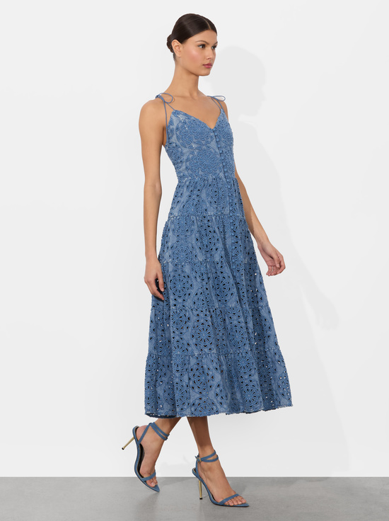 AVERY BLUE-SHANTI TIERED MIDI DRESS
