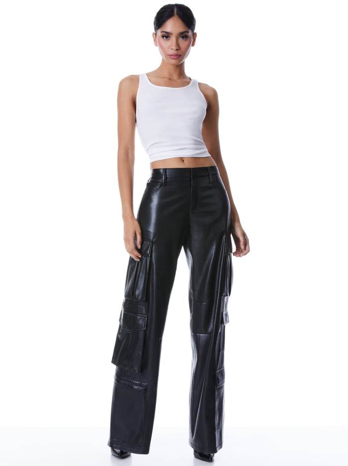 LUIS VEGAN LEATHER CARGO PANT - BLACK image 2 - Alice And Olivia