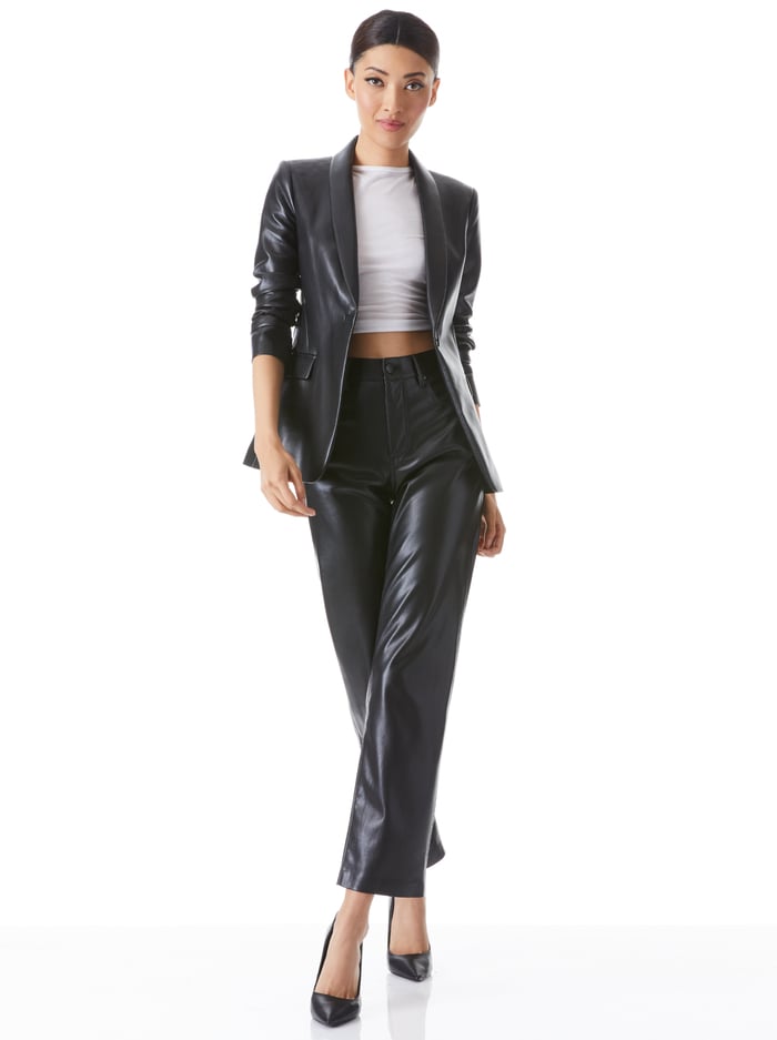 MACEY VEGAN LEATHER BLAZER - BLACK image 4 - Alice And Olivia