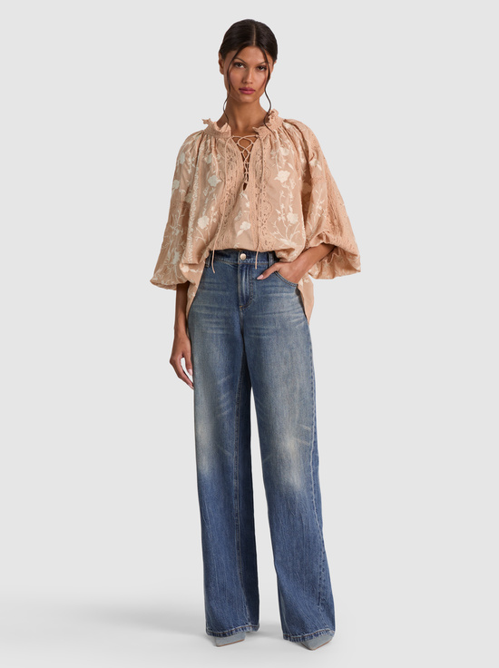 ALMOND/VANILLA-NORAH EMBROIDERED BLOUSE