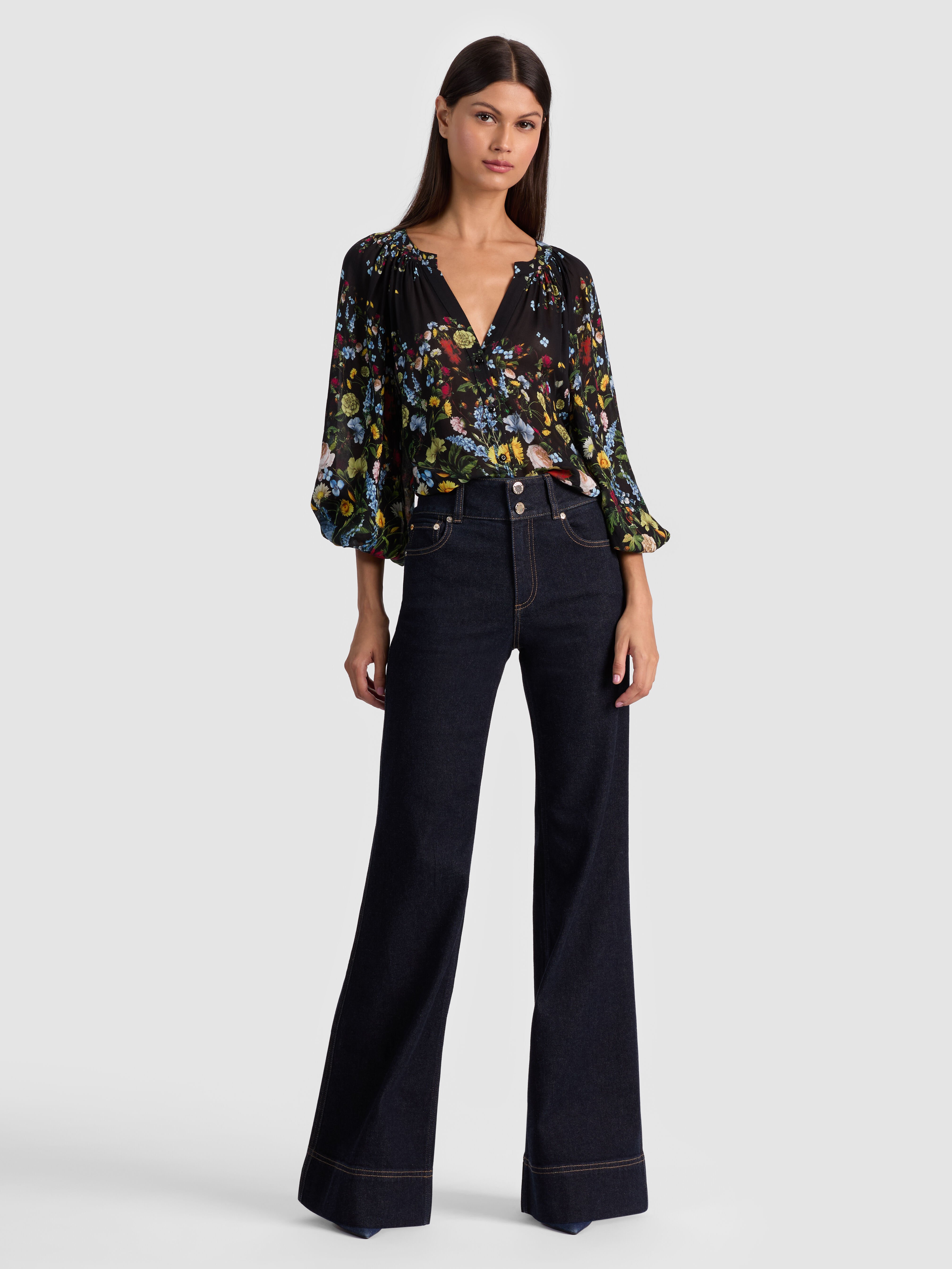 ❣️25新作 新品♡ Alice+Olivia デニム・ジーンズ♡　663 Amazing Leather Pant In Charcoal | Alice + Olivia