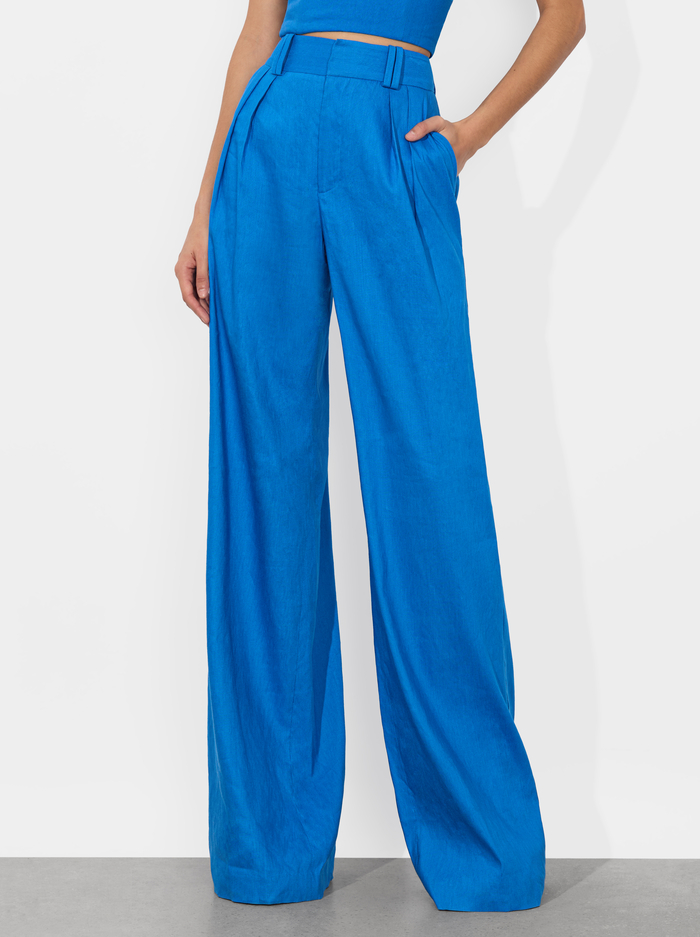 ERIC LINEN PANT - TRUE BLUE - Alice And Olivia
