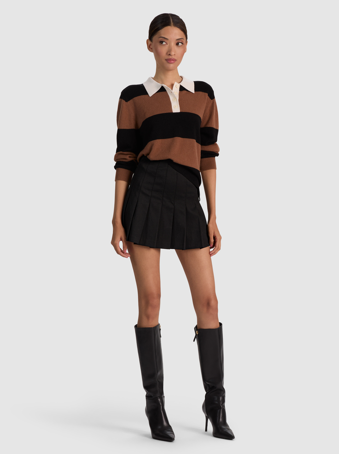 TILLIE CASHMERE POLO - BLACK/CAMEL image 4 - ALICE + OLIVIA