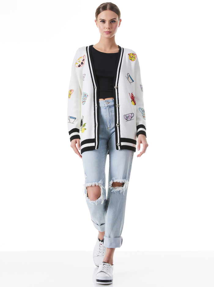 BRADFORD EMBROIDERED GRANDPA CARDIGAN - SOFT WHITE image 2 - Alice And Olivia