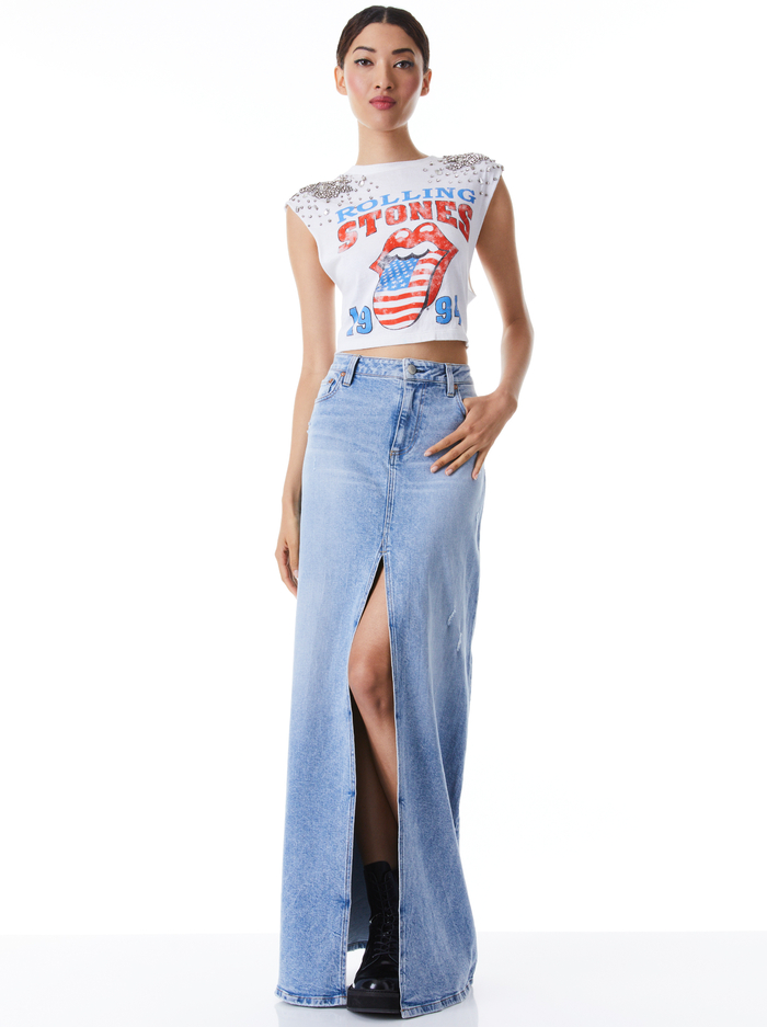 MICAH EMBELLLISHED CROPPED MUSCLE TANK - WHITE/MULTI image 2 - Alice And Olivia