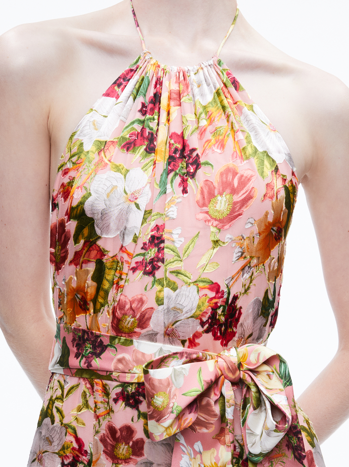 DITA TIE NECK HALTER DRESS - JUNIPER FLORAL ROSE image 3 - Alice And Olivia