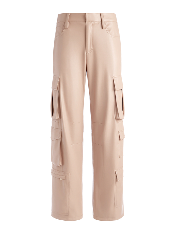 LUIS VEGAN LEATHER CARGO PANT - ALMOND image 5 - Alice And Olivia