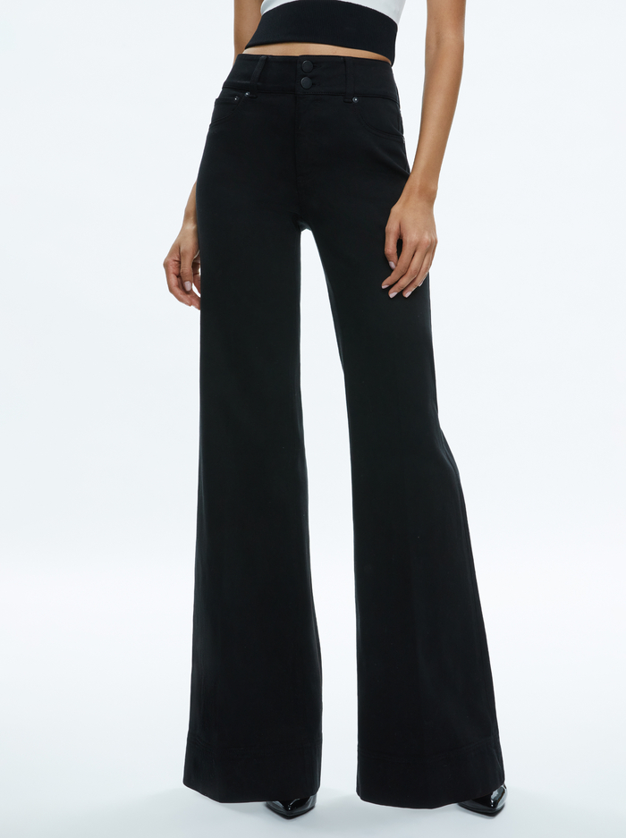 MISSA 5 POCKET HIGH RISE WIDE LEG JEAN - BLACK - Alice And Olivia