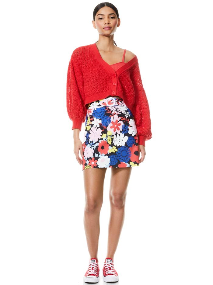 FREYA FLORAL MINI SKIRT - ONE LOVE FLORAL/OFF WHT image 4 - Alice And Olivia
