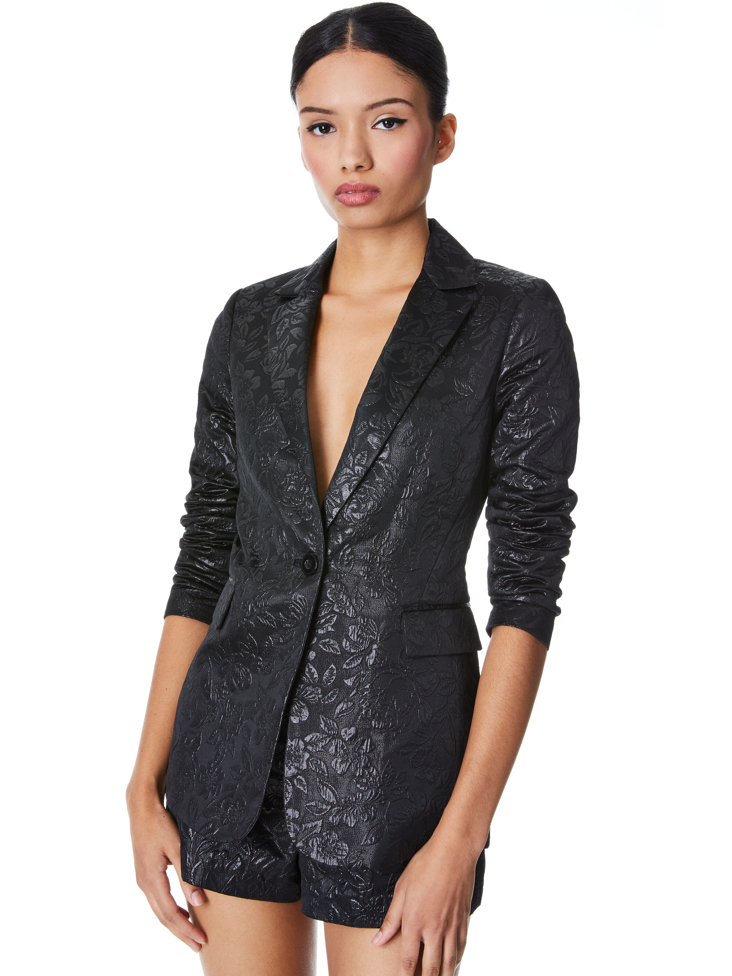 Macey Notch Collar Fitted Blazer In Black Alice Olivia