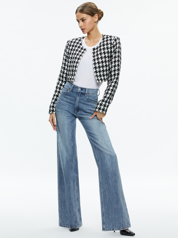 KIDMAN TWO-FER TWEED JACKET - BLACK/OFF WHITE image 4 - Alice And Olivia
