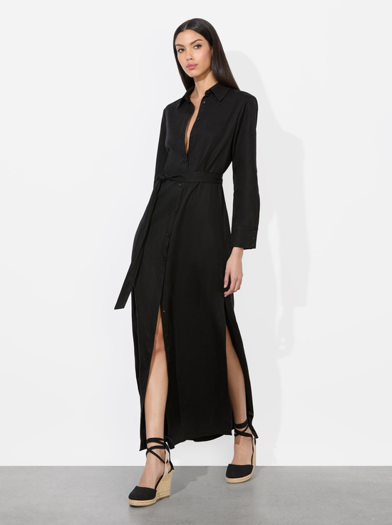BLACK-CHASSIDY LINEN MAXI DRESS