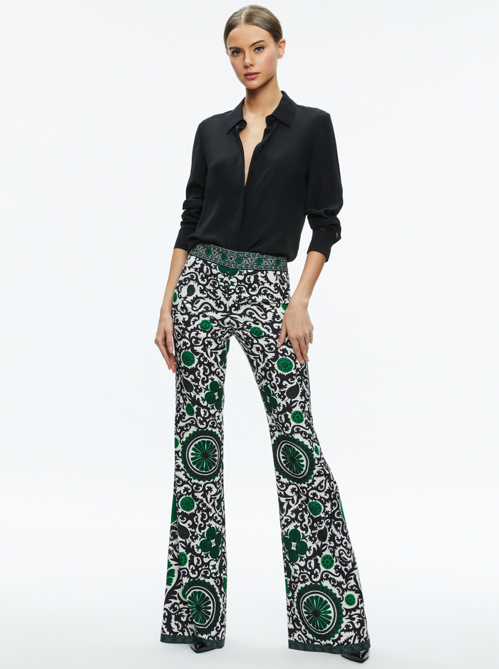 ANDREW HIGH WAISTED BOOTCUT SLIM PANT - MONARCH LIGHT EMERALD SMALL image 2 - Alice And Olivia