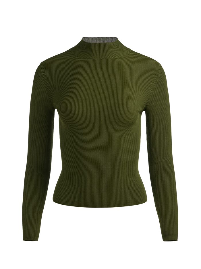 ROBERTA RIBBED TURTLENECK - DARK OLIVE image 5 - Alice And Olivia