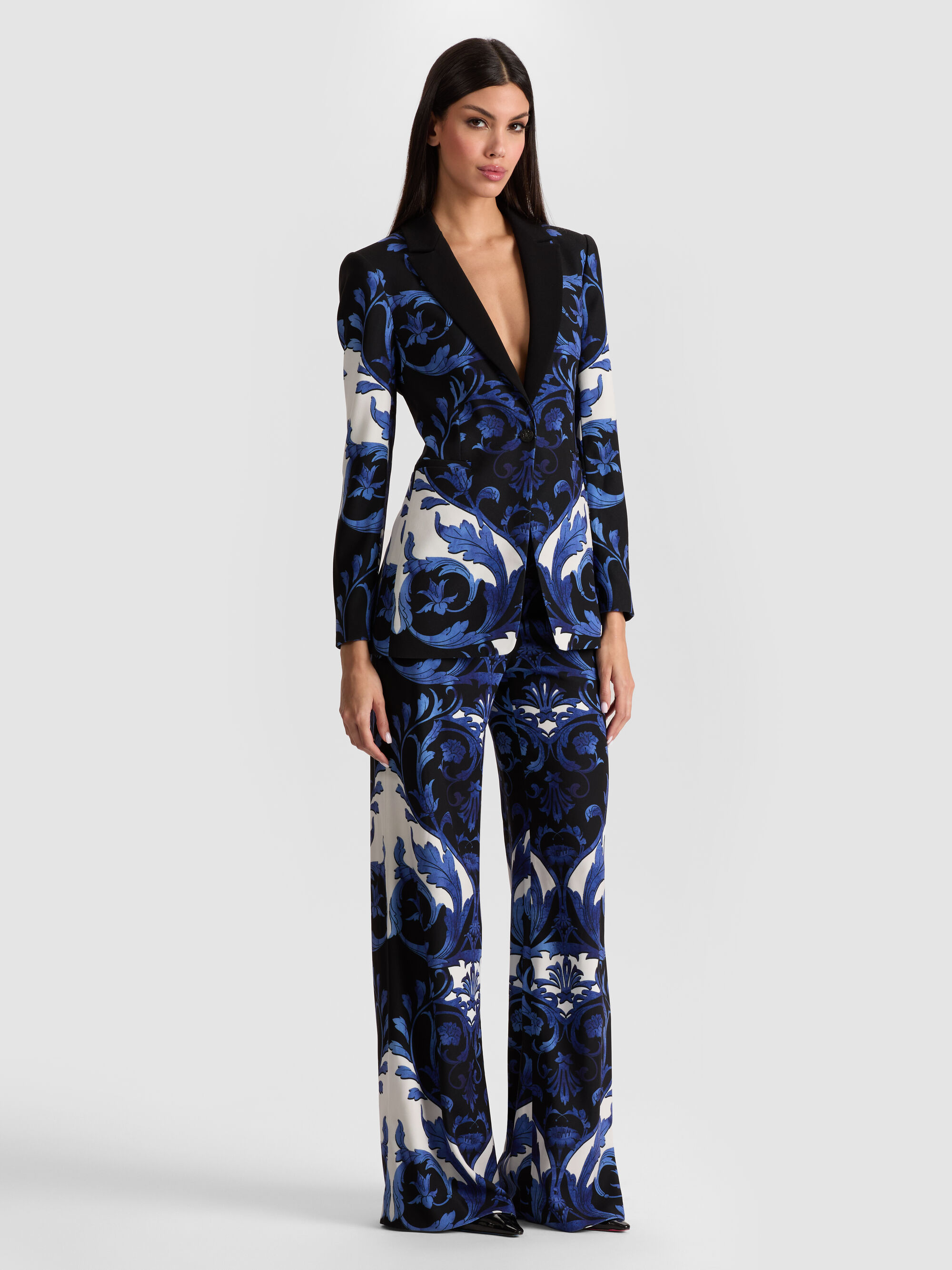 Breann Printed Blazer Twisting Vines Off White - Alice + Olivia