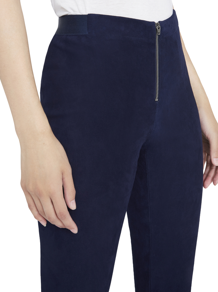 FRONT ZIP SUEDE LEGGING - NAVY image 3 - Alice And Olivia