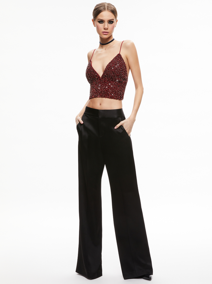 CARLI CRYSTAL EMBELLISHED BRA TOP - BORDEAUX image 2 - Alice And Olivia