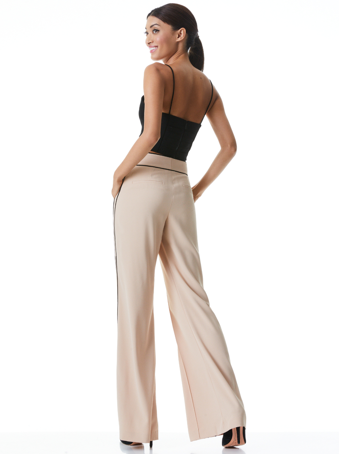 DYLAN PIPED HIGH WAIST PANT - ALMOND/BLACK image 1 - Alice And Olivia