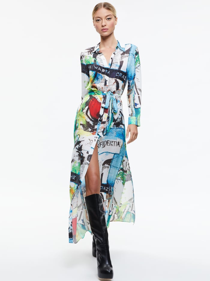 A+O X BASQUIAT CHASSIDY MAXI SHIRT DRESS - CONFIDENTIAL image 4 - Alice And Olivia