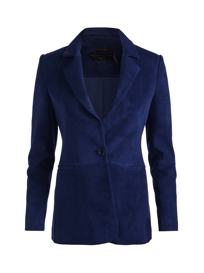 MACEY SUEDE FITTED BLAZER - INDIGO image 5 - Alice And Olivia