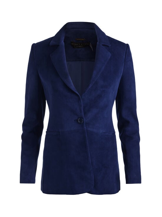 INDIGO-MACEY SUEDE FITTED BLAZER