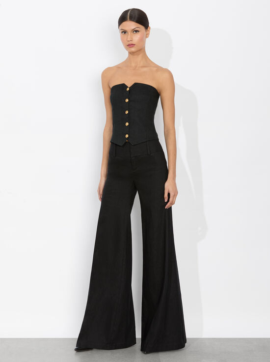 BLACK-KELCEY STRAPLESS LINEN VEST