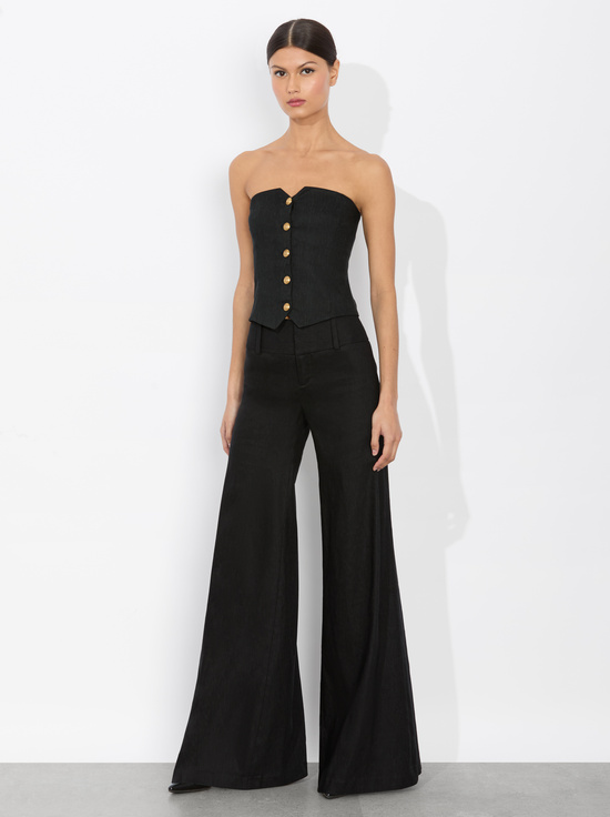 BLACK-KELCEY STRAPLESS LINEN VEST