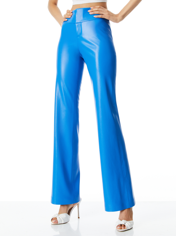 OLIVIA VEGAN LEATHER BOOTCUT PANT - PALACE BLUE - Alice And Olivia