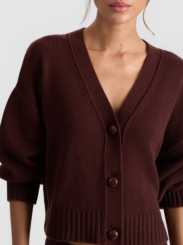 ATTICUS CASHMERE CARDIGAN - MOCHA image 3 - Alice And Olivia