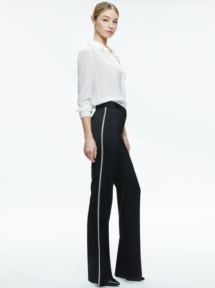 LIVI EMBELLISHED SIDE STRIPE PANT - BLACK image 4 - ALICE + OLIVIA
