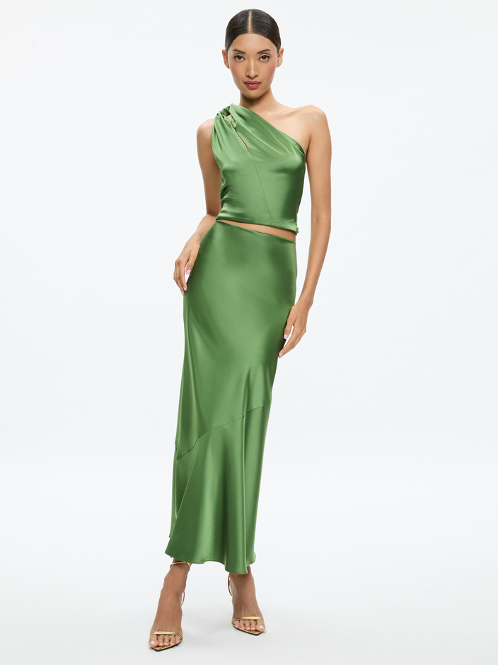 PIERA ONE SHOULDER TWIST TOP + TERESE ANKLE LENGTH SLIP SKIRT - 