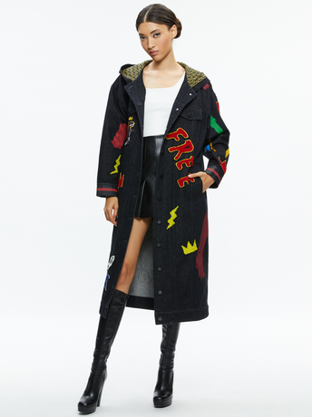 MAYA CHARCOAL BLACK-A+O X BASQUIAT JEFF MAXI DENIM JACKET