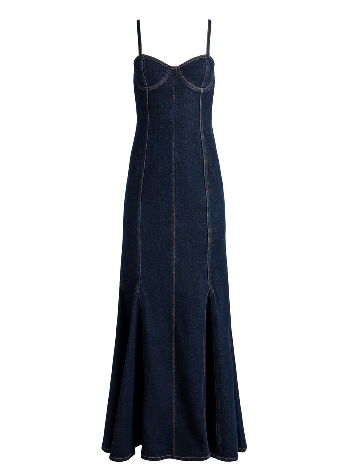 NATACHA GODET MAXI DENIM DRESS - DARK RINSE image 5 - Alice And Olivia
