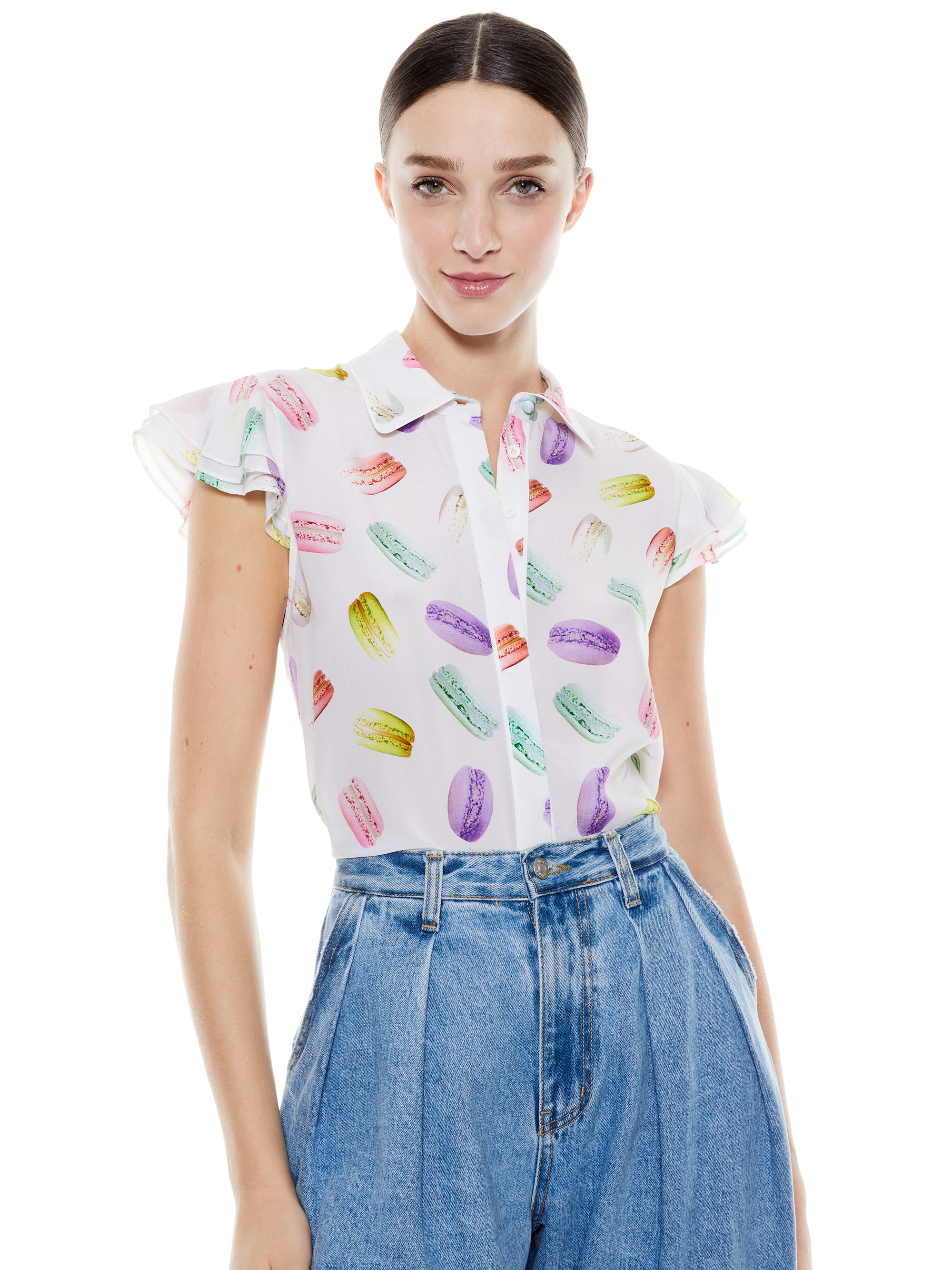 Download Eli Flutter Sleeve Button Down | Alice And Olivia