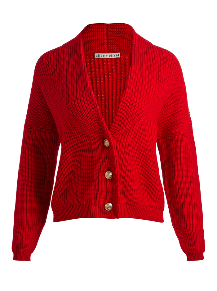 HOLDEN FOLDBACK CARDIGAN - PERFECT RUBY image 5 - Alice And Olivia