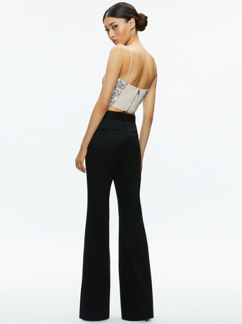 CHAMPAGNE/SILVER-CERESI SEQUIN BANDEAU CROP TOP