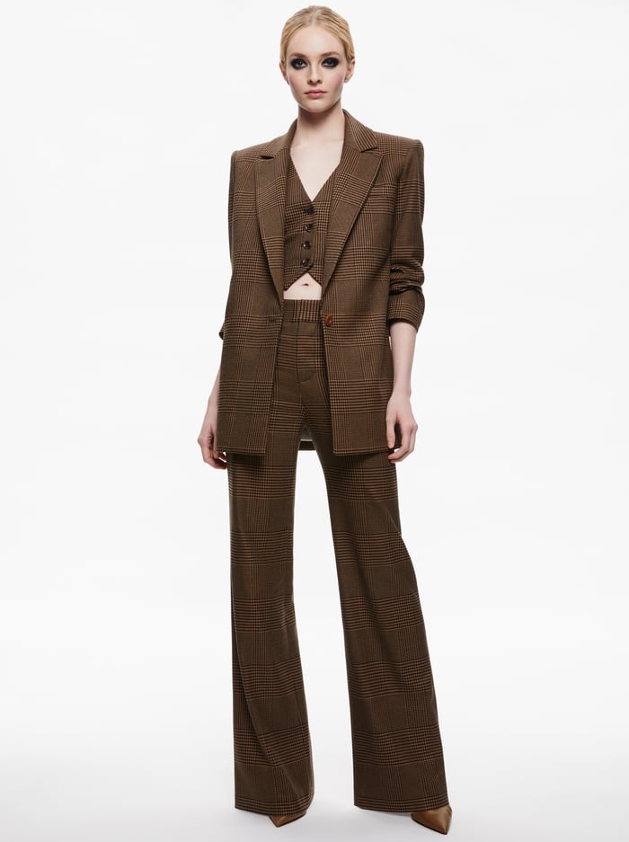 COLLEY NOTCH COLLAR BLAZER - CAMEL/BLACK image 2 - Alice And Olivia