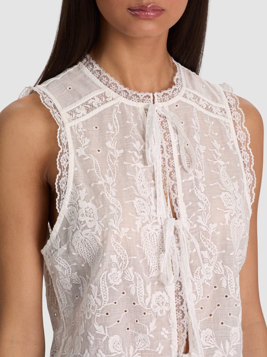 OFF WHITE-AMAL EMBROIDERED TANK