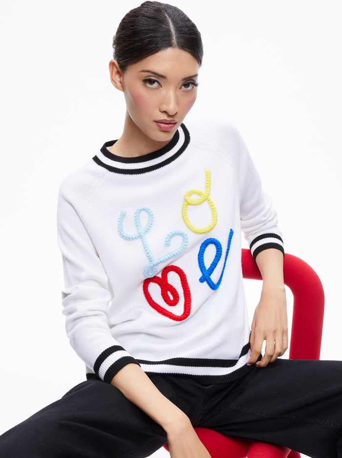 ALBINA LOVE PULLOVER - SOFT WHITE/BLACK - Alice And Olivia