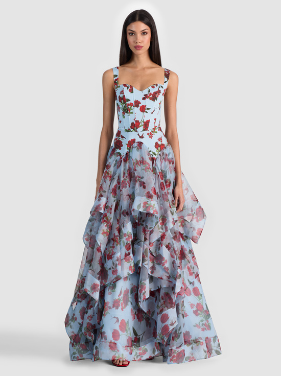 AMERICAN BEAUTY CAROLINA BLUE-DOROTHEA PRINTED BALLGOWN